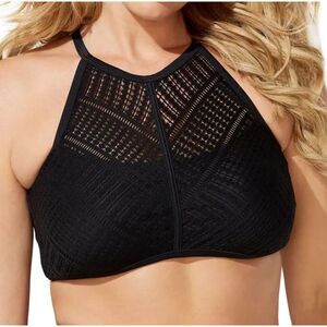 Swimsuits For All Plus Size Charlatan Crochet Bikini Top New With Tags Black 14